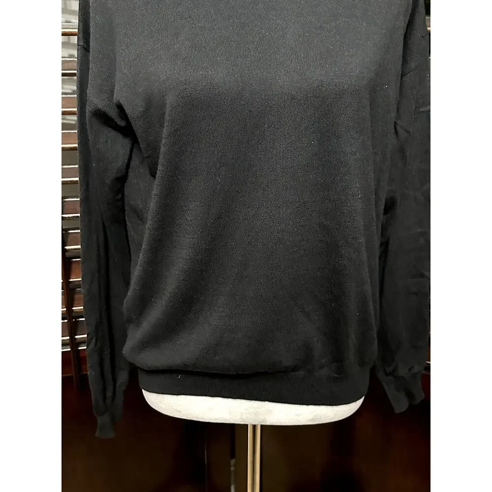 Michael Kors Women's Petite Black Button Trim Long Sleeve Sweater LP NWT
